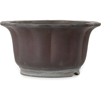  Yamaaki 410 mm lotus unglazed bonsai pot by Yamaaki Toshio (third generation), Tokoname, Japan