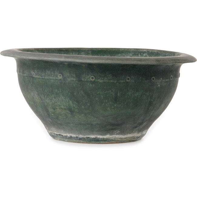 Round green bonsai pot by Shuhou - 397 x 397 x 170 mm