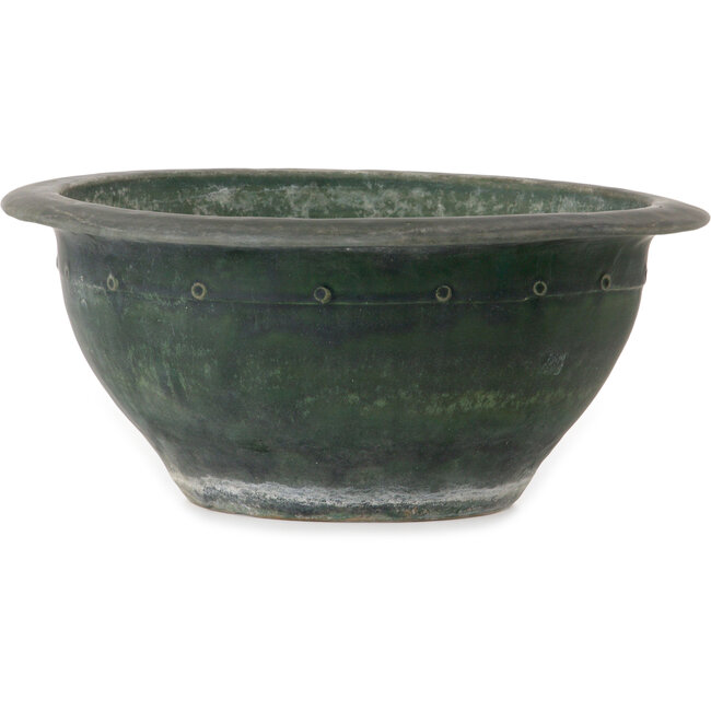 Round green bonsai pot by Shuhou - 397 x 397 x 170 mm