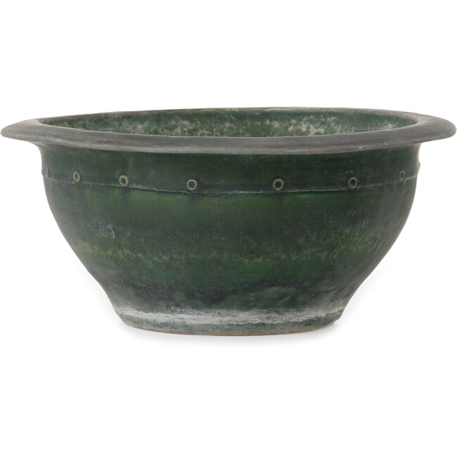 Round green bonsai pot by Shuhou - 397 x 397 x 170 mm