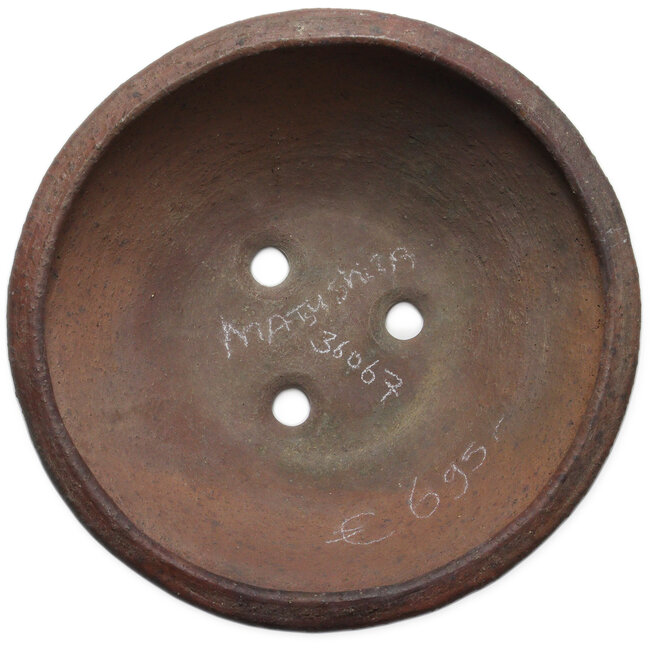 Round unglazed bonsai pot by Reihou (Bonsai Matsushita Hiroyuki or Mr. Matsushita Reiji Master) - 384 x 384 x 173 mm