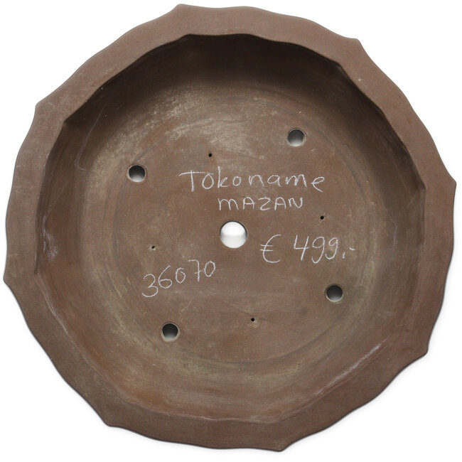 Lotus unglazed bonsai pot by Terahata Satomi Mazan - 503 x 503 x 130 mm