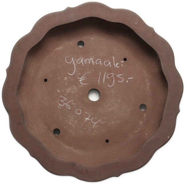 Maceta de bonsái Lotus sin esmaltar de Yamaaki Toshio (tercera generación) - 477 x 477 x 100 mm