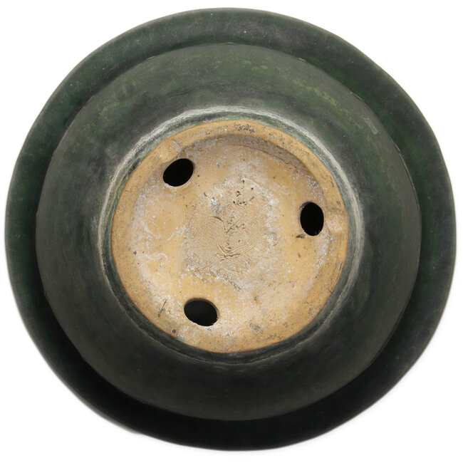 Round green bonsai pot by Shuhou - 397 x 397 x 170 mm