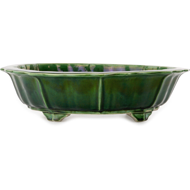 Maceta para bonsái verde loto de Terahata Satomi Mazan - 435 x 435 x 113 mm