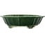 Lotus green craquelé bonsai pot by Terahata Satomi Mazan - 435 x 435 x 113 mm