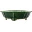 Lotus green craquelé bonsai pot by Terahata Satomi Mazan - 435 x 435 x 113 mm