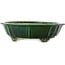 Lotus green craquelé bonsai pot by Terahata Satomi Mazan - 435 x 435 x 113 mm