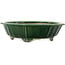 Lotus green craquelé bonsai pot by Terahata Satomi Mazan - 435 x 435 x 113 mm