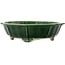 Lotus green craquelé bonsai pot by Terahata Satomi Mazan - 435 x 435 x 113 mm