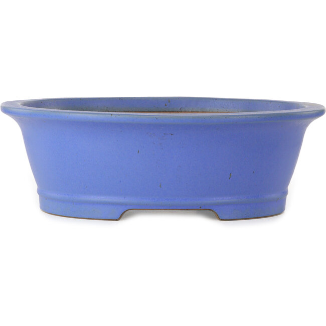 Ovale blauwe bonsaipot van Seizan (Reihou, Kataoka Katsushi, meester Seizan oven) - 474 x 403 x 154 mm