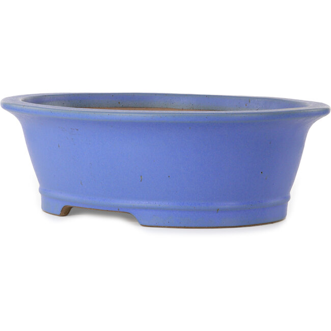 Oval blue bonsai pot by Seizan (Reihou, Kataoka Katsushi, master Seizan kiln) - 474 x 403 x 154 mm