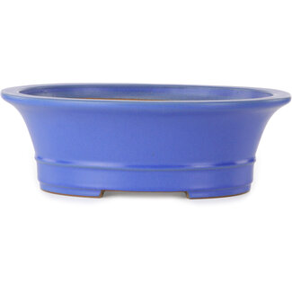 Seizan (Reihou, Kataoka Katsushi, master Seizan kiln) 412 mm oval blue bonsai pot by Seizan (Reihou, Kataoka Katsushi, master Seizan kiln), Tokoname, Japan