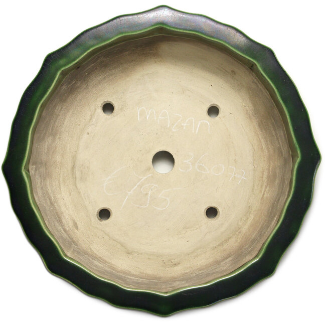 Vaso bonsai verde loto di Terahata Satomi Mazan - 435 x 435 x 113 mm