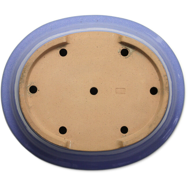 Maceta ovalada para bonsái azul de Seizan (Reihou, Kataoka Katsushi, maestro del horno Seizan) - 474 x 403 x 154 mm