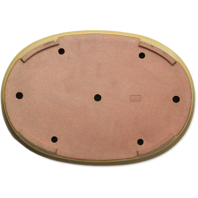 Pot à bonsaï ovale beige par Seizan (Reihou, Kataoka Katsushi, maître four Seizan) - 518 x 364 x 58 mm