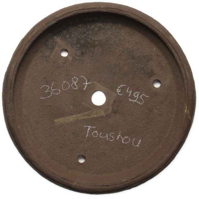 Ronde, ongeglazuurde bonsaipot van Tosho - 472 x 472 x 65 mm