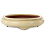 Maceta ovalada para bonsái beige de Seizan (Reihou, Kataoka Katsushi, maestro del horno Seizan) - 520 x 355 x 90 mm