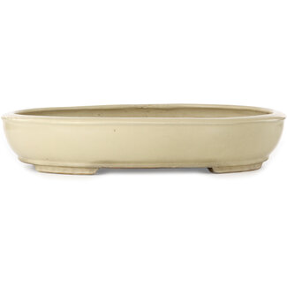  Shuuhou (Hidemi Kataoka) Ovale beige bonsaipot van 505 mm van Shuhou, Tokoname, Japan