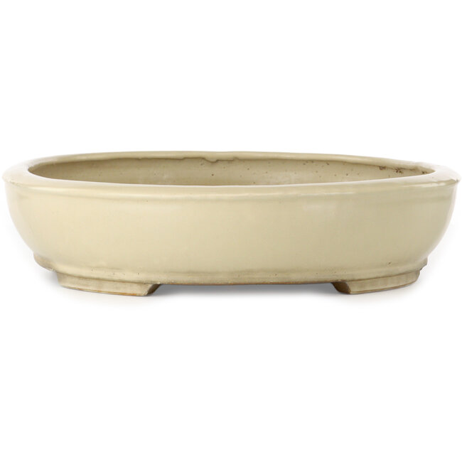 Pot à bonsaï ovale beige de Shuhou - 505 x 415 x 95 mm