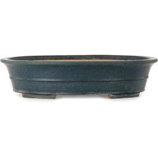 Seizan (Reihou, Kataoka Katsushi, master Seizan kiln) 495 mm ovale groene bonsaipot van Seizan (Reihou, Kataoka Katsushi, meester Seizan oven), Tokoname, Japan