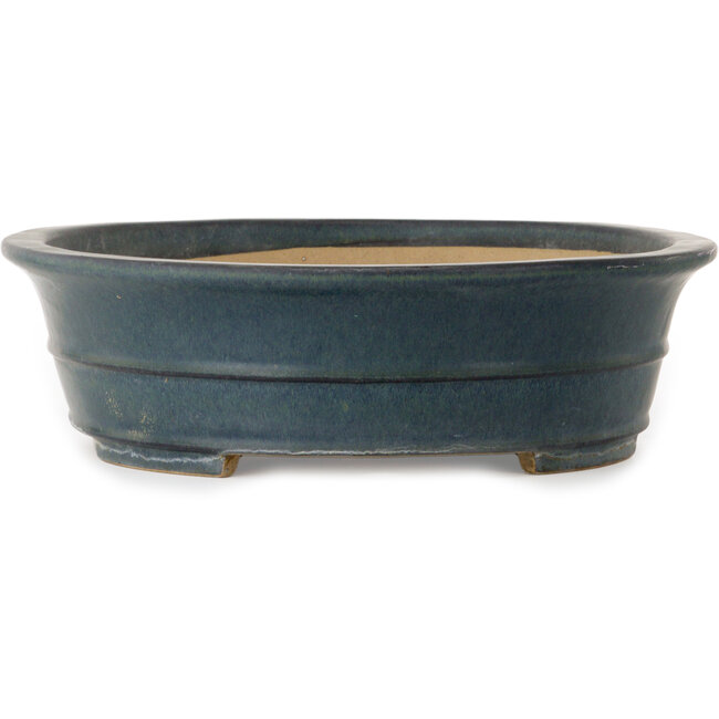 Maceta ovalada para bonsái verde de Seizan (Reihou, Kataoka Katsushi, maestro del horno Seizan) - 495 x 398 x 120 mm