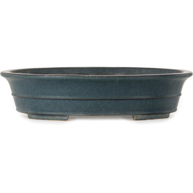 Pot à bonsaï ovale vert par Seizan (Reihou, Kataoka Katsushi, maître four Seizan) - 495 x 398 x 120 mm