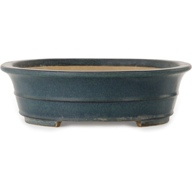Maceta ovalada para bonsái verde de Seizan (Reihou, Kataoka Katsushi, maestro del horno Seizan) - 495 x 398 x 120 mm