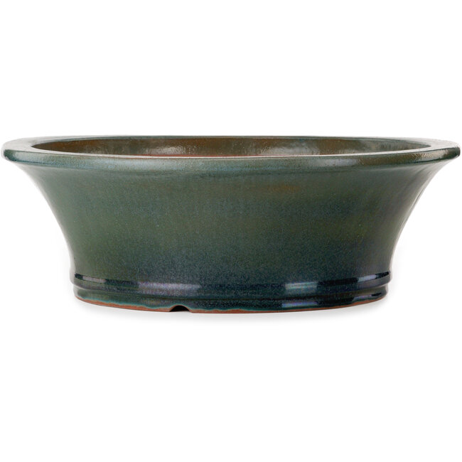 Maceta redonda verde para bonsái de Yamaaki Toshio (tercera generación) - 542 x 542 x 177 mm