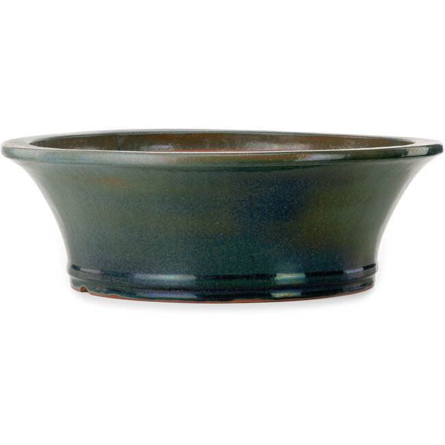 Vaso bonsai rotondo verde di Yamaaki Toshio (terza generazione) - 542 x 542 x 177 mm