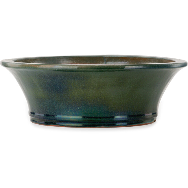 Ronde groene bonsaipot van Yamaaki Toshio (derde generatie) - 542 x 542 x 177 mm