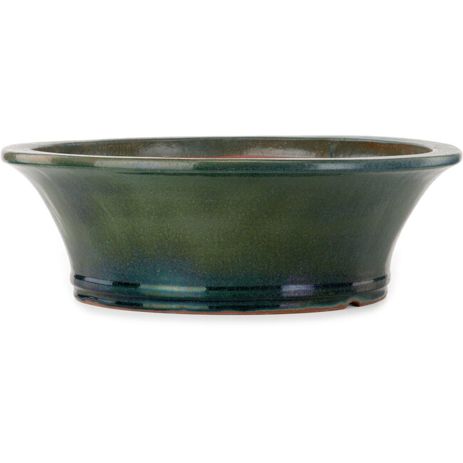 Round green bonsai pot by Yamaaki Toshio (third generation) - 542 x 542 x 177 mm
