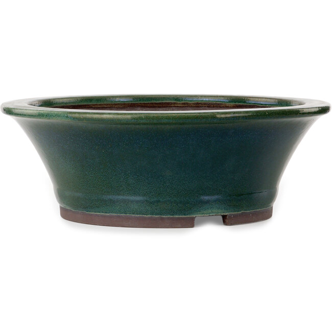 Vaso bonsai rotondo verde di Yamaaki Toshio (terza generazione) - 472 x 472 x 163 mm