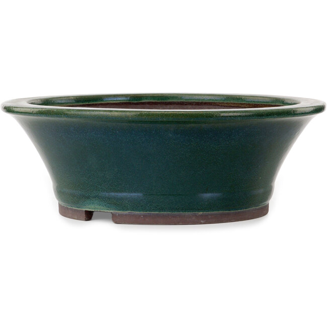 Pot rond vert pour bonsaï par Yamaaki Toshio (troisième génération) - 472 x 472 x 163 mm