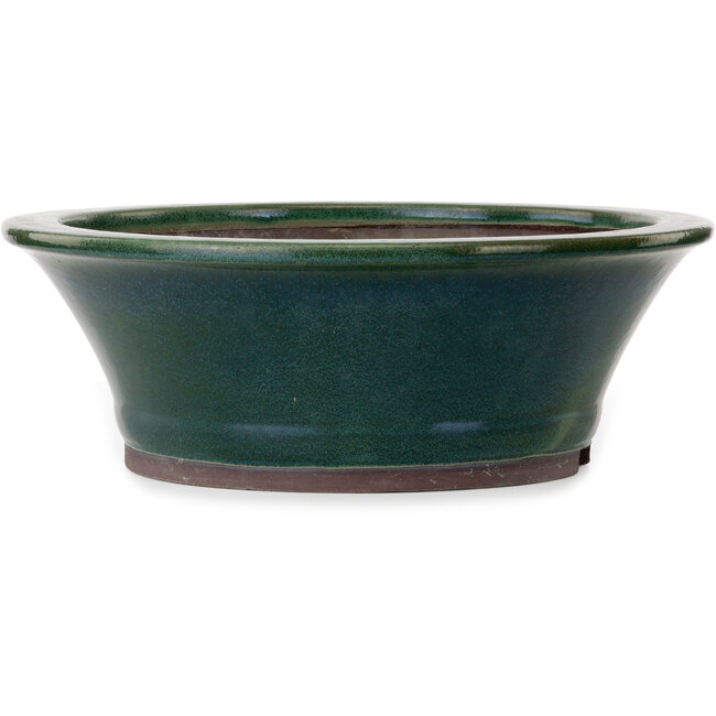 Maceta redonda verde para bonsái de Yamaaki Toshio (tercera generación) - 472 x 472 x 163 mm