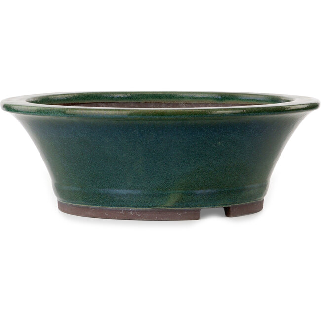 Ronde groene bonsaipot van Yamaaki Toshio (derde generatie) - 472 x 472 x 163 mm