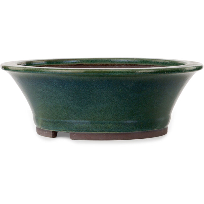 Vaso bonsai rotondo verde di Yamaaki Toshio (terza generazione) - 472 x 472 x 163 mm