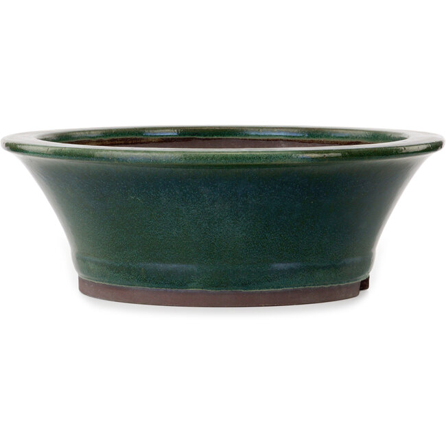 Pot rond vert pour bonsaï par Yamaaki Toshio (troisième génération) - 472 x 472 x 163 mm