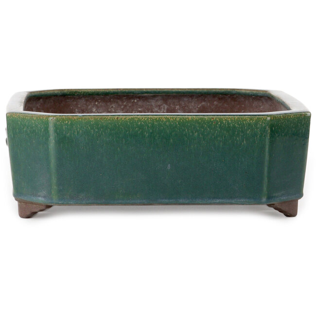 Rectangular green bonsai pot by Yamaaki Toshio (third generation) - 432 x 353 x 120 mm