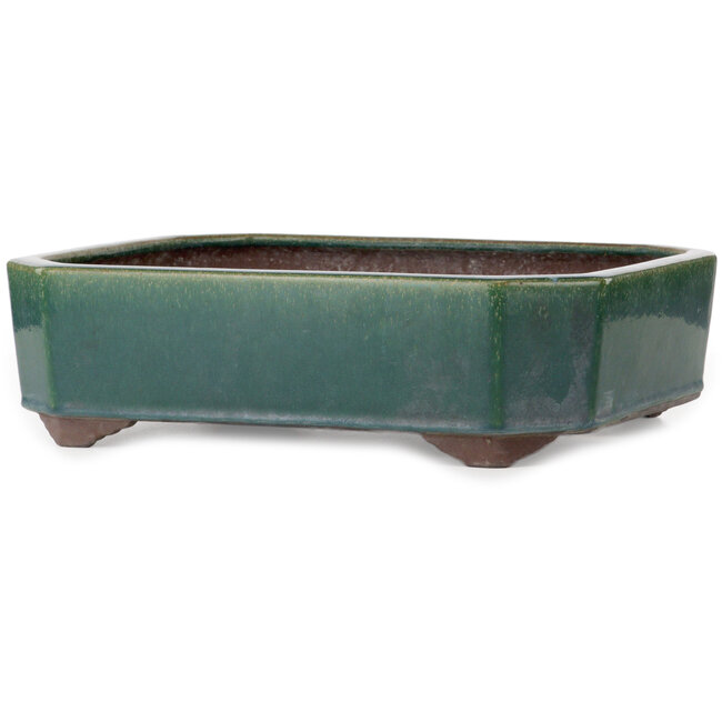 Rectangular green bonsai pot by Yamaaki Toshio (third generation) - 432 x 353 x 120 mm