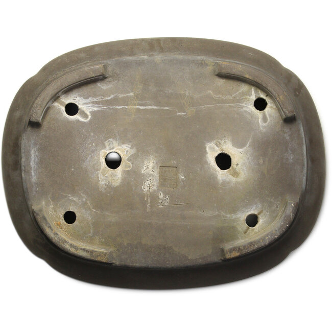 Oval unglazed bonsai pot by Reihou (Bonsai Matsushita Hiroyuki or Mr. Matsushita Reiji Master) - 515 x 400 x 122 mm