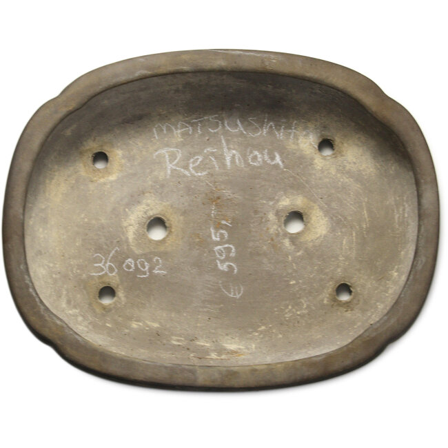 Oval unglazed bonsai pot by Reihou (Bonsai Matsushita Hiroyuki or Mr. Matsushita Reiji Master) - 515 x 400 x 122 mm