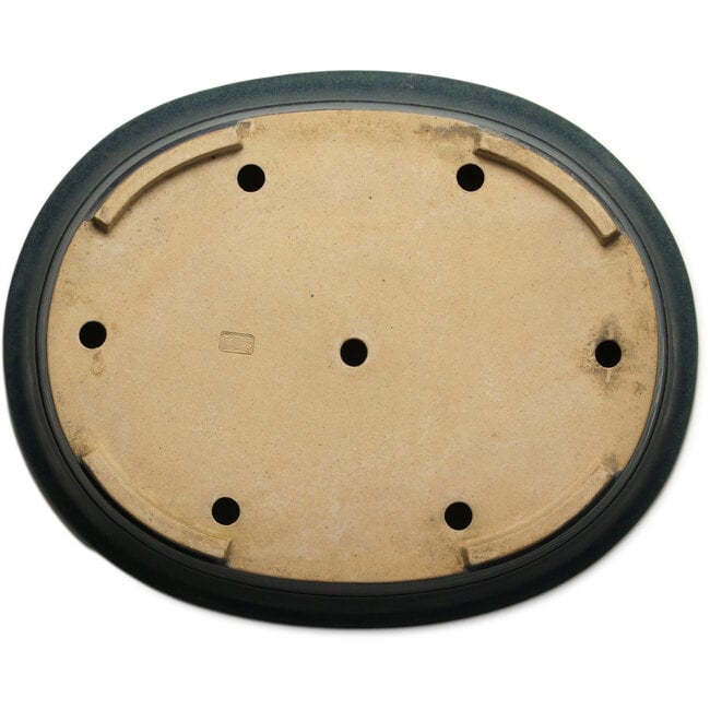 Maceta ovalada para bonsái verde de Seizan (Reihou, Kataoka Katsushi, maestro del horno Seizan) - 495 x 398 x 120 mm