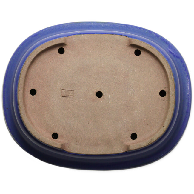 Oval blue bonsai pot by Seizan (Reihou, Kataoka Katsushi, master Seizan kiln) - 472 x 370 x 104 mm