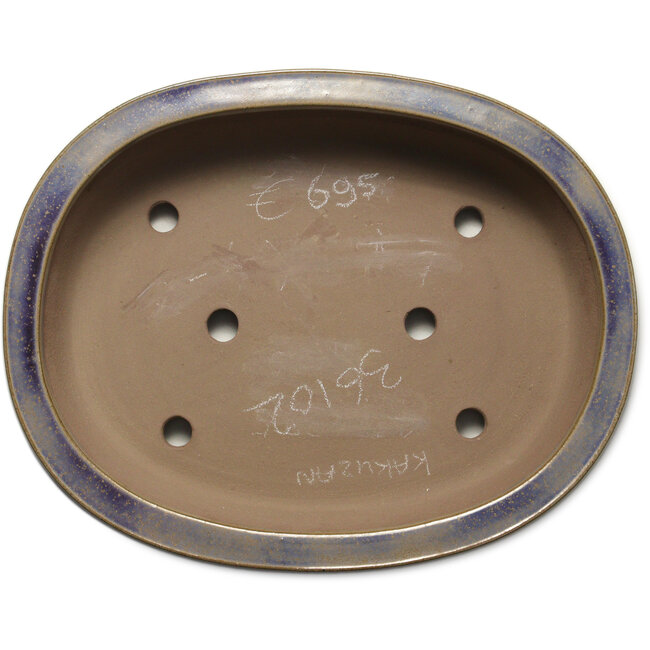 Oval blue bonsai pot by Kakuzan - 474 x 375 x 108 mm
