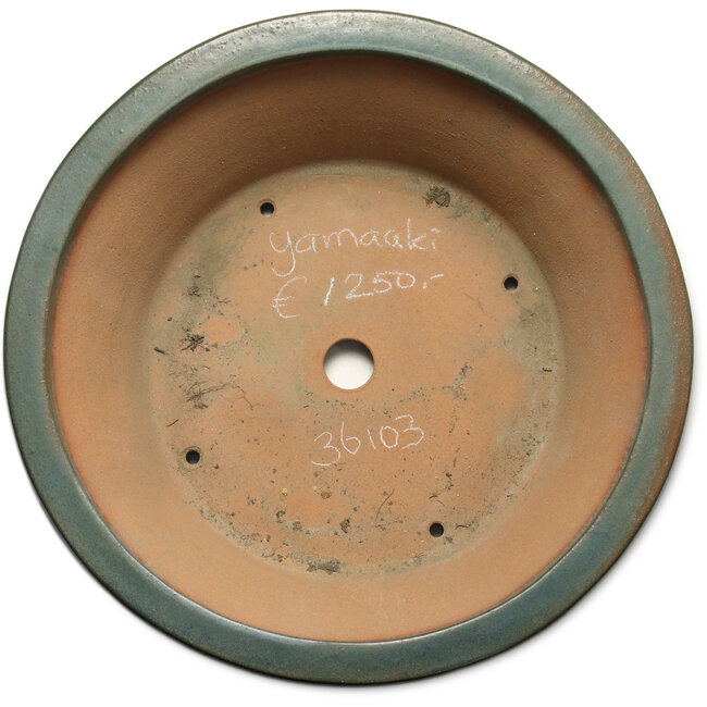 Maceta redonda verde para bonsái de Yamaaki Toshio (tercera generación) - 542 x 542 x 177 mm