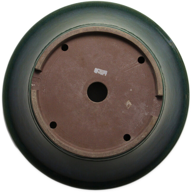 Maceta redonda verde para bonsái de Yamaaki Toshio (tercera generación) - 472 x 472 x 163 mm
