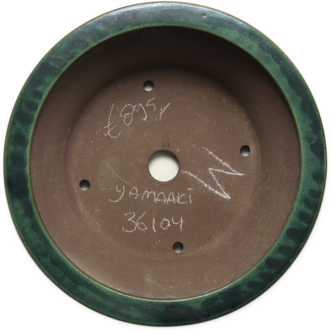 Pot rond vert pour bonsaï par Yamaaki Toshio (troisième génération) - 472 x 472 x 163 mm