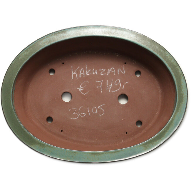 Oval green bonsai pot by Kakuzan - 550 x 407 x 138 mm