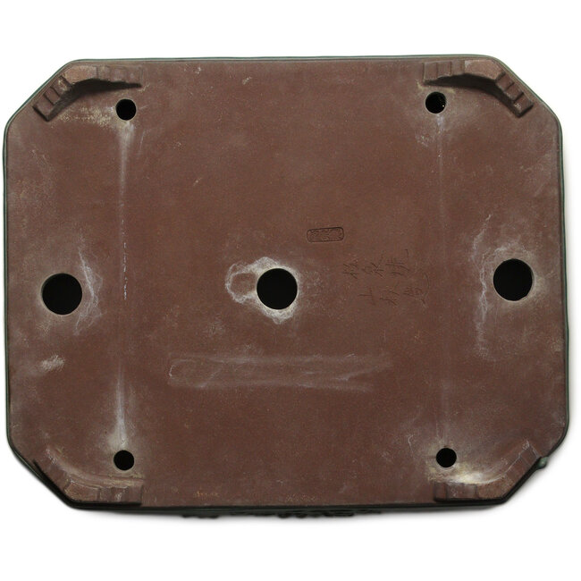 Rectangular green bonsai pot by Yamaaki Toshio (third generation) - 432 x 353 x 120 mm